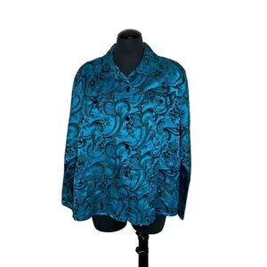 Chico’s Blue Paisley Silk Blend Jacket - Women’s 3